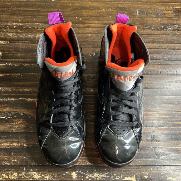 Women's Air Jordan 7 Retro Sneakers Black Patent Size 7.5 Womens 313358-006 - Picture 4 of 7